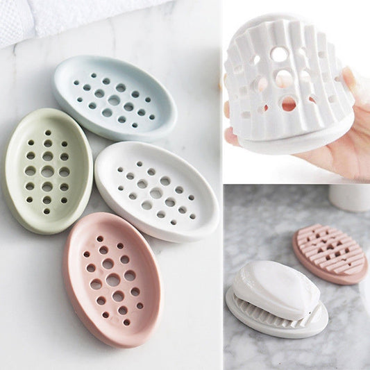 Silicone Non-slip Soap Holder Dish Bathroom Shower Storage Plate Stand Hollow Dishes Openwork Soap Dishes мыльница для мыла - Amazhona 