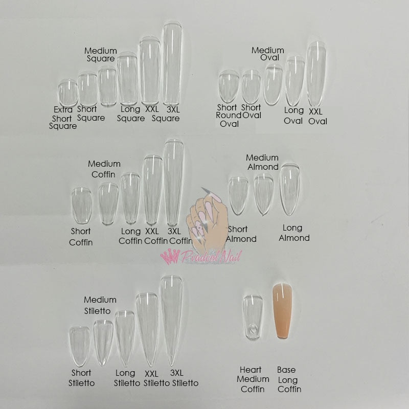 Gel Nails Extension System Full Cover Sculpted Clear Stiletto Coffin False Nail Tips 240pcs/bag - Amazhona 