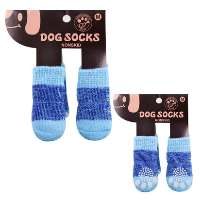 4pcs/set Pet Dog Winter Anti-Slip Socks Knit Warm Socks for Cat Dogs Chihuahua Thick Paw Protector Dog Socks Booties Accessories - Amazhona 