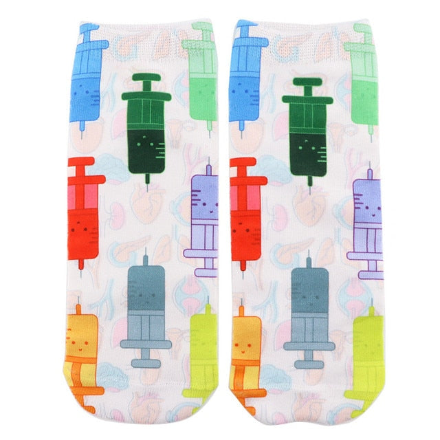 Doctor Nurse Print Grey's Anatomy Cotton Socks Casual Creative Breathable Soft Funny Novelty Low Tube Socks gift for fans - Amazhona 