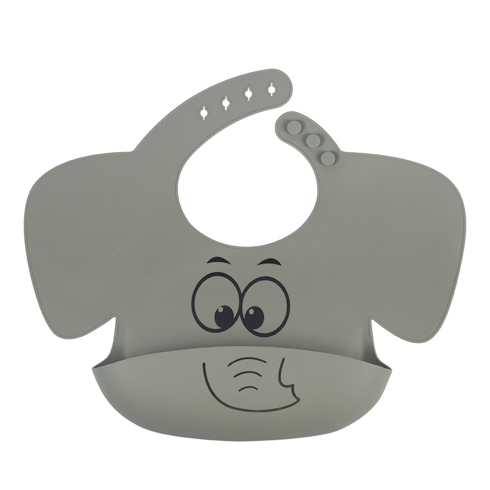 3/6/8 PCS Baby Soft Silicone Sucker Plate Elephant Printed Bibs Non-slip Tableware Bowl Children's Feeding Dishes Sets BPA Free - Amazhona 