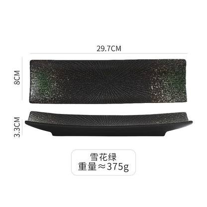 Japanese-style Tableware Long Plate Shaped Sushi Snack Plate Barbecue Plate Fish Plate Restaurant Plates Set Ceramic Dishes - Amazhona 