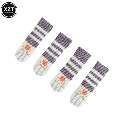 4Pcs Table And Chair Foot Pad Foot Cover Knitted Socks Cat Claw Mute Wear-resistant Non-slip suitable for circumference 6-17cm - Amazhona 