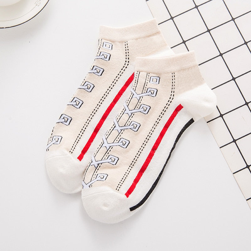 New Men Casual Socks Spring Summer Autumn Fashion Creative Denim Shoes Pattern Sock Japanese Korean Style Happy Women Sox - Amazhona 