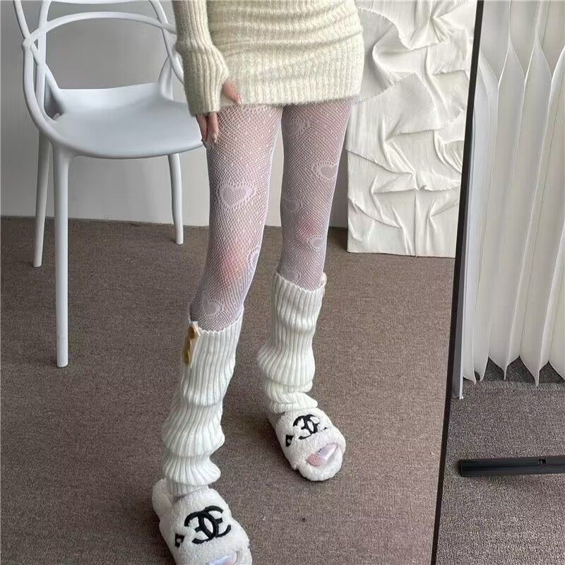 Lolita Long Socks Women Leg Warmers Knitted Warm Foot Cover White Arm Warmer Ladies Autumn Winter Crochet Socks Boot Cuffs - Amazhona 