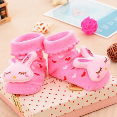 1 Pair 0-16 Month Socks with Printed for Newborns Baby Children's Clothes Stuff Boys Girls Slippers Infant Shoes Kids Socks - Amazhona 