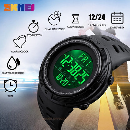 SKMEI Fashion Outdoor Sport Watch Men Multifunction Watches Alarm Clock Chrono 5Bar Waterproof Digital Watch reloj hombre 1251 - Amazhona 