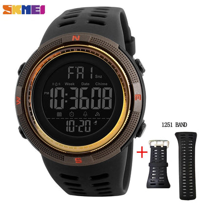 SKMEI Fashion Outdoor Sport Watch Men Multifunction Watches Alarm Clock Chrono 5Bar Waterproof Digital Watch reloj hombre 1251 - Amazhona 