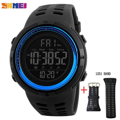 SKMEI Fashion Outdoor Sport Watch Men Multifunction Watches Alarm Clock Chrono 5Bar Waterproof Digital Watch reloj hombre 1251 - Amazhona 