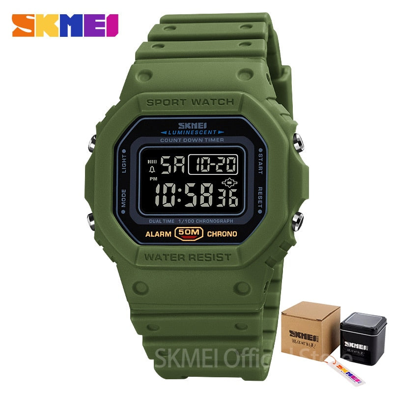 SKMEI Multifunctional Digital Sport Watch Men 2 Time Count Down Mens Wristwatches Fashion Retro Male Watches reloj hombre 1628 - Amazhona 