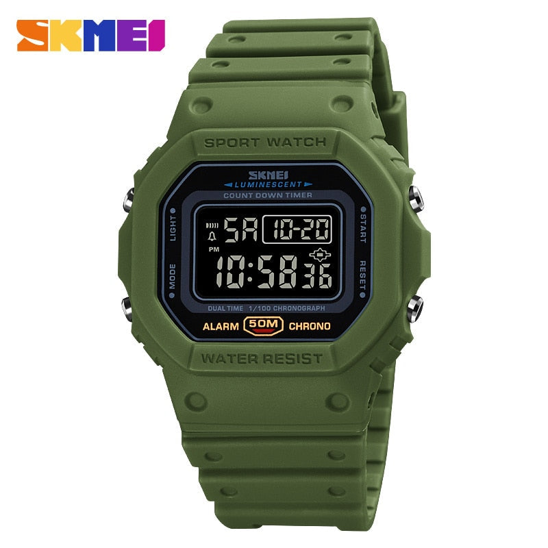 SKMEI Multifunctional Digital Sport Watch Men 2 Time Count Down Mens Wristwatches Fashion Retro Male Watches reloj hombre 1628 - Amazhona 