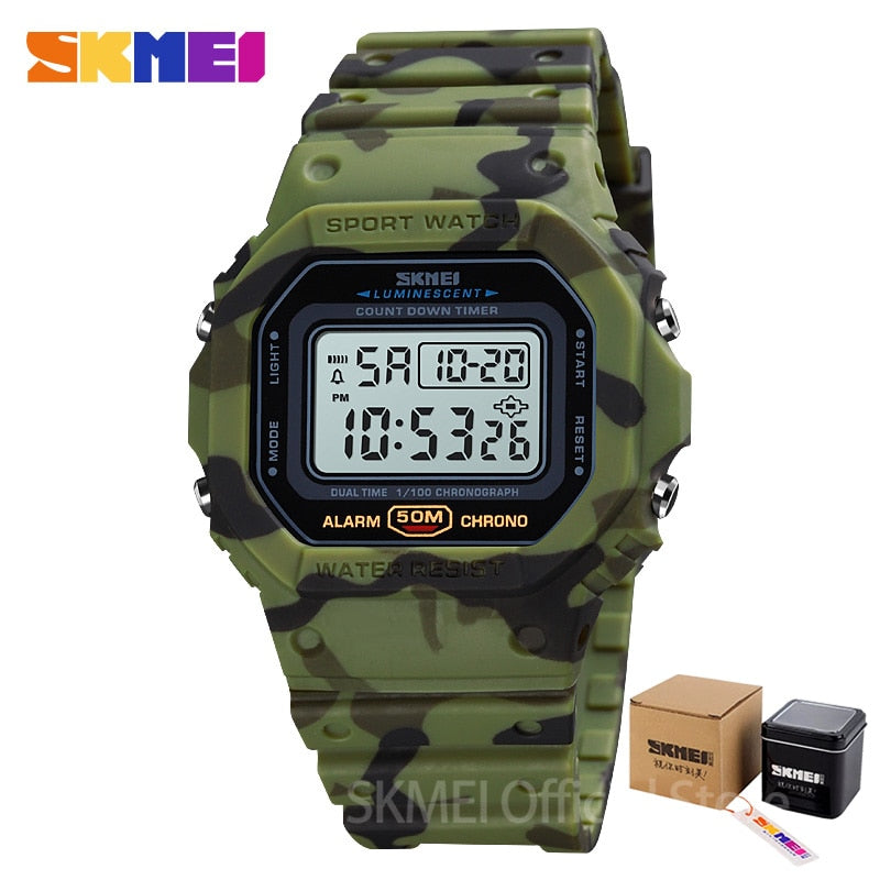 SKMEI Multifunctional Digital Sport Watch Men 2 Time Count Down Mens Wristwatches Fashion Retro Male Watches reloj hombre 1628 - Amazhona 