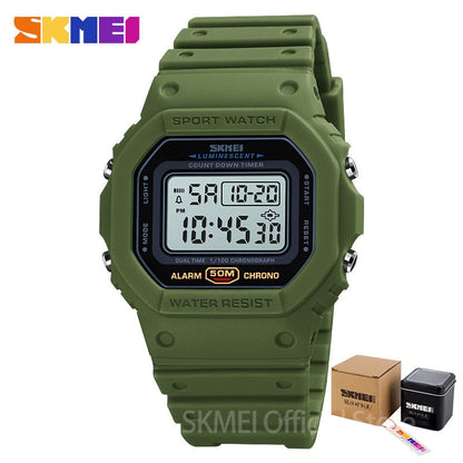 SKMEI Multifunctional Digital Sport Watch Men 2 Time Count Down Mens Wristwatches Fashion Retro Male Watches reloj hombre 1628 - Amazhona 