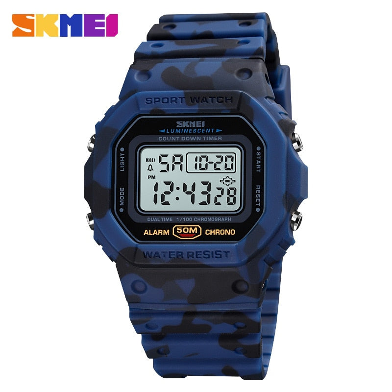 SKMEI Multifunctional Digital Sport Watch Men 2 Time Count Down Mens Wristwatches Fashion Retro Male Watches reloj hombre 1628 - Amazhona 