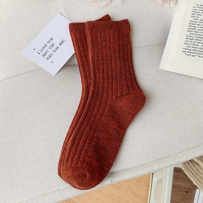 Winter Thicker Cashmere Wool Women Socks Casual Japanese Fashion Soild Color Long Sock Girl Thermal Sports Socks Warm Crew Sock - Amazhona 