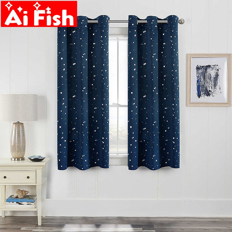 Shiny Stars Children Cloth Curtains For Kids Boy Girl Bedroom Living Room Blue/Pink Blackout Cortinas Custom Made Drape wp123#45 - Amazhona 