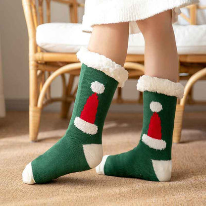 Christmas Fuzzy Socks Womens Winter Thermal Warm Floor Sock Soft Female Home Indoor Gifts Non Slip Grip Slipper Sock Fluffy - Amazhona 