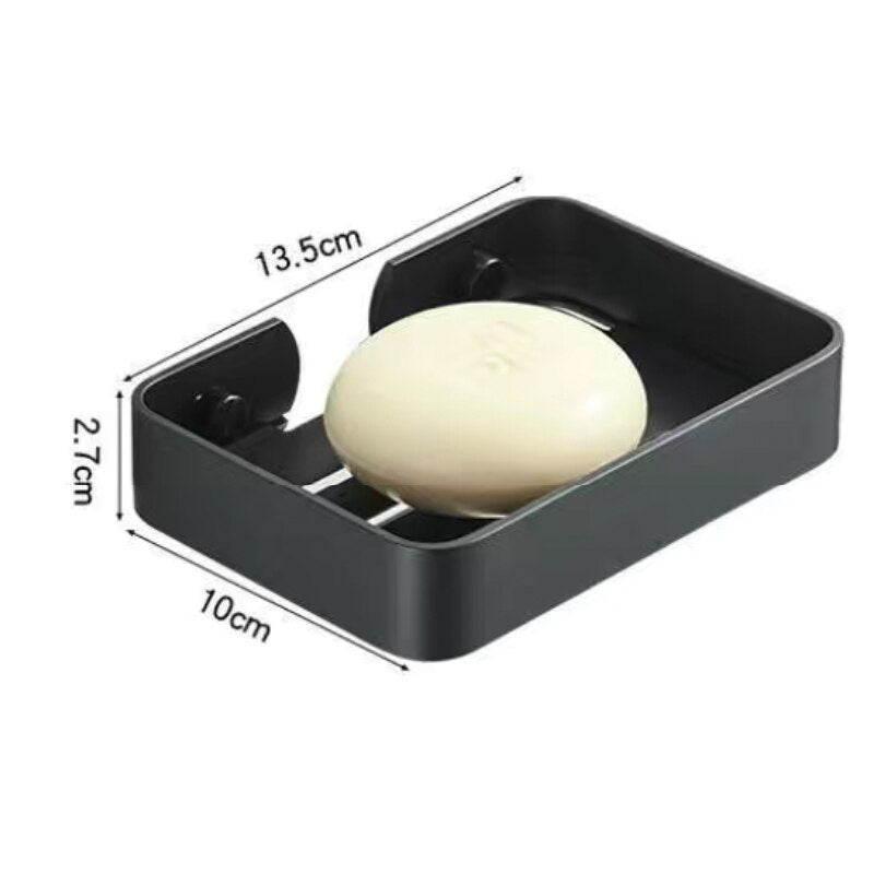 NEW Soap Dish Storage Holder Black Aluminum Bathroom Soap Holder Shower Wall Mounted Decorative Soap Dishes Box Basket Square - Amazhona 