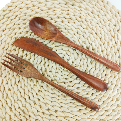 Portable Bamboo Cutlery Set Travel Utensils Biodegradable Wooden Dinnerware Outdoor Flatware Zero Waste Bamboo Tableware Set - Amazhona 