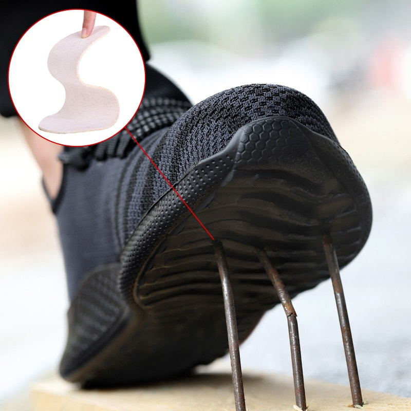 Safety Shoes Men Anti-Smashing Steel Toe Cap Puncture Proof Construction Lightweight Breathable Sneaker Work shoes Women Quality - Amazhona 