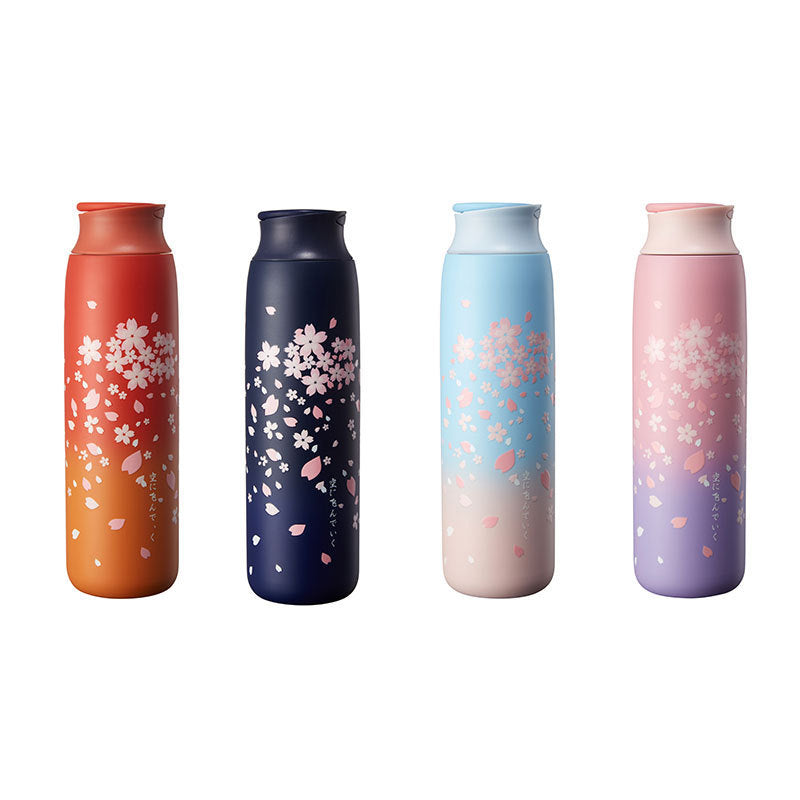 Sakura Vacuum Flask 304 Stainless Steel Portable Water Cup - Amazhona 