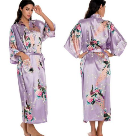 Satin Robes for Brides Wedding Robe Sleepwear Silk - Amazhona 