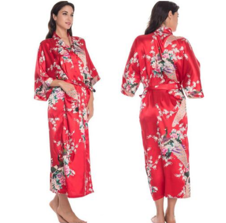 Satin Robes for Brides Wedding Robe Sleepwear Silk - Amazhona 