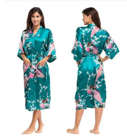 Satin Robes for Brides Wedding Robe Sleepwear Silk - Amazhona 