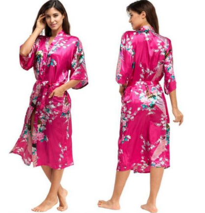 Satin Robes for Brides Wedding Robe Sleepwear Silk - Amazhona 