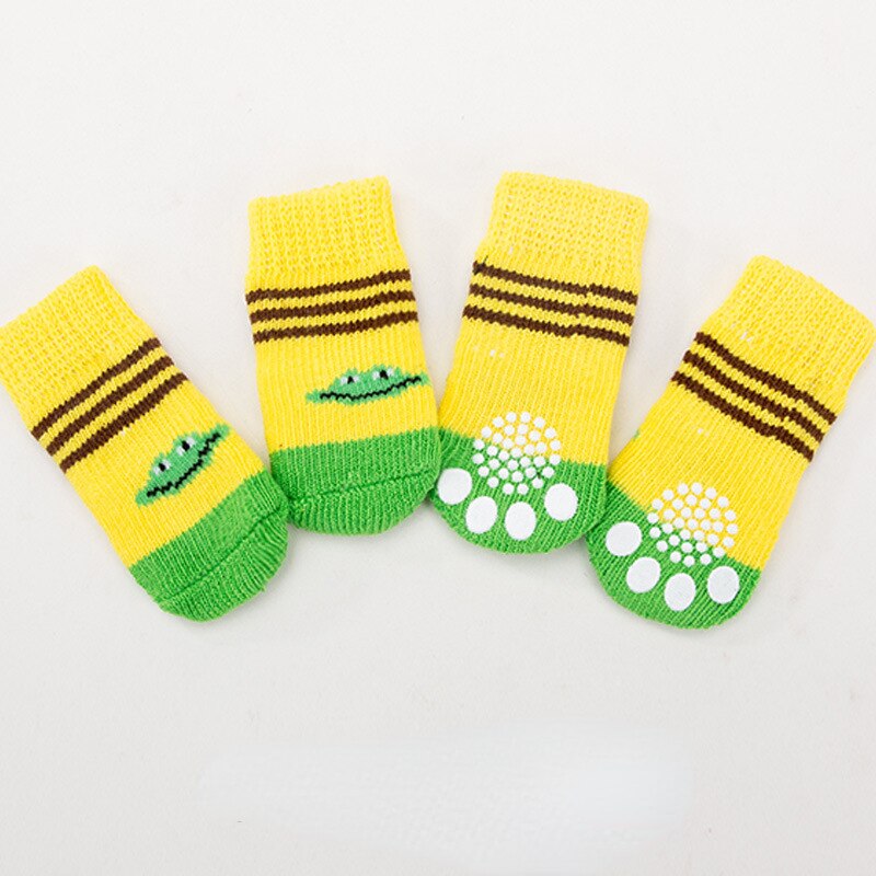 4pcs/set Pet Dog Winter Anti-Slip Socks Knit Warm Socks for Cat Dogs Chihuahua Thick Paw Protector Dog Socks Booties Accessories - Amazhona 