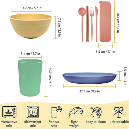 Plate Sets Wheat Straw Ramen Bowl Tableware Dishes Full Tableware Of Plates Bowl Dinner Dishes Set Camping Tableware Dishes Set - Amazhona 