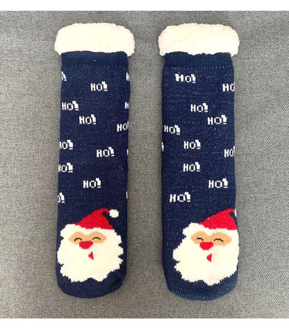 Christmas Fuzzy Socks Womens Winter Thermal Warm Floor Sock Soft Female Home Indoor Gifts Non Slip Grip Slipper Sock Fluffy - Amazhona 