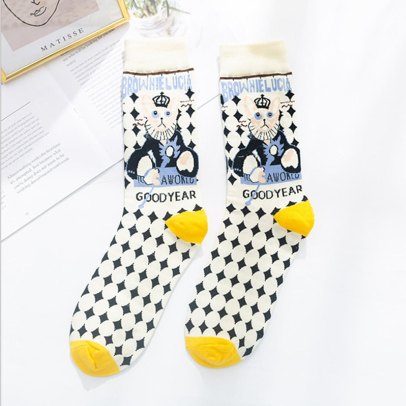 Occident Fashion Colorful Print Socks Women with Mushroom Spring Woman Socks Cotton Calcetines Mujer Meias 010202 - Amazhona 