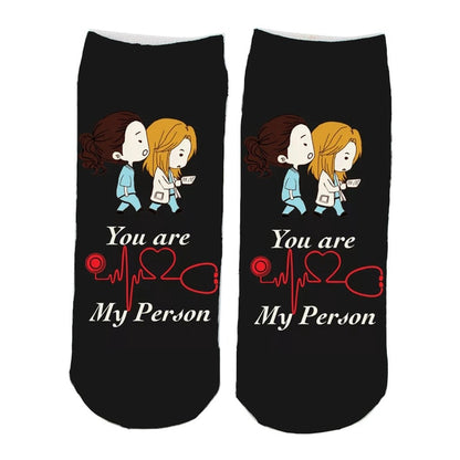 Doctor Nurse Print Grey's Anatomy Cotton Socks Casual Creative Breathable Soft Funny Novelty Low Tube Socks gift for fans - Amazhona 