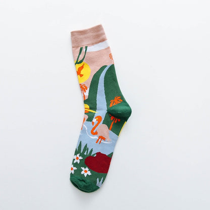 Occident Fashion Colorful Print Socks Women with Mushroom Spring Woman Socks Cotton Calcetines Mujer Meias 010202 - Amazhona 