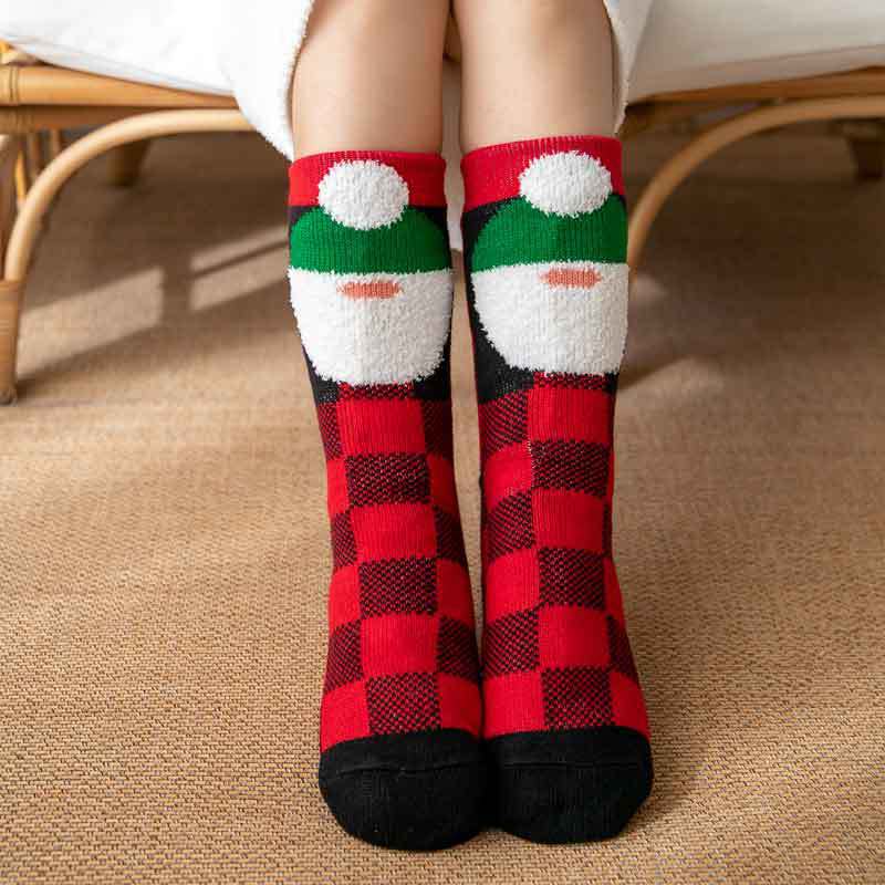 Christmas Fuzzy Socks Womens Winter Thermal Warm Floor Sock Soft Female Home Indoor Gifts Non Slip Grip Slipper Sock Fluffy - Amazhona 