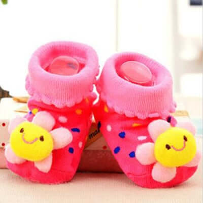 1 Pair 0-16 Month Socks with Printed for Newborns Baby Children's Clothes Stuff Boys Girls Slippers Infant Shoes Kids Socks - Amazhona 