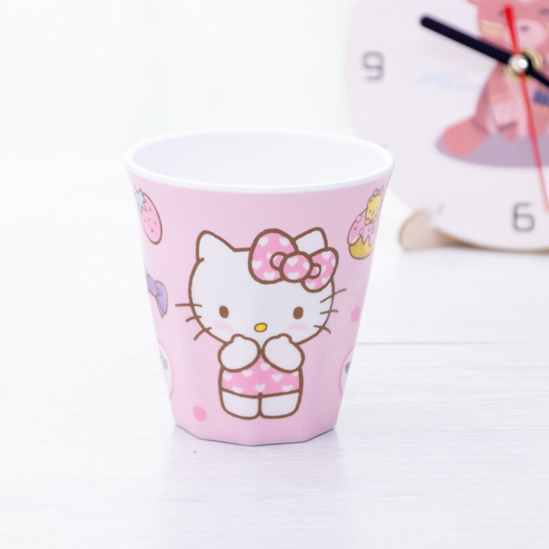 Kawaii Sanrio Hello Kitty Kids Tableware Set Cartoon Children Cutlery Kitchen Bowl Plate Dish Fork Spoon Water Glass Cutlery Set - Amazhona 