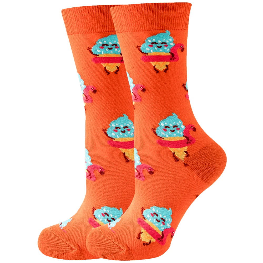 Cute Women Socks Cartoon Animal Food Fruit Socks  Kawaii Funny  Trendy Socks Happy Harajuku Casual Socks Autumn Spring Stocking - Amazhona 