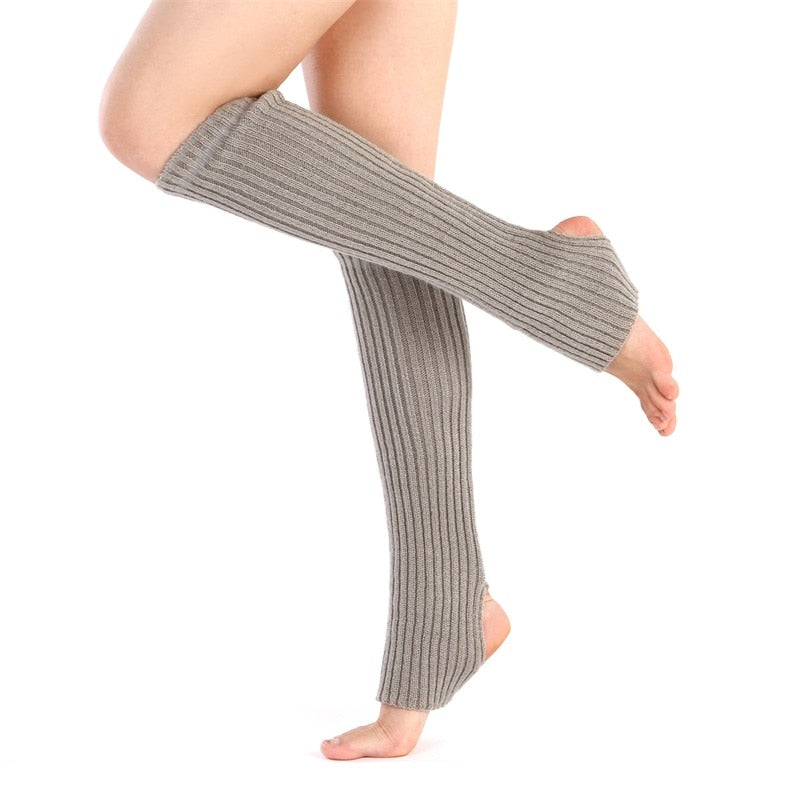 Winter Woman Yoga Warm Socks Female Knitted Leg Warmers Boot Socks Gym Fitness Dance Ballet Exercising Sports Protection Hose - Amazhona 