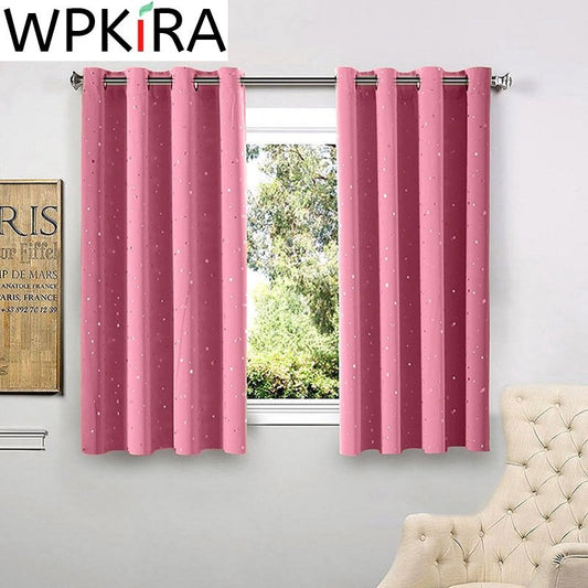 Shiny Stars Children Cloth Curtains For Living Room Kids Boy Girl Bedroom Blue/Pink Blackout Cortinas Custom Made Drapes WP123F - Amazhona 