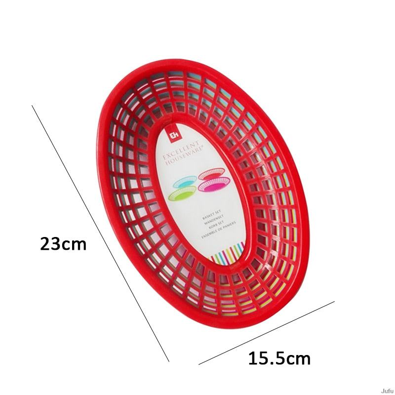 10pcs Plastic Fast Food Basket Hot Dog French Fries Chicken Serving Plate Mesh Food Plate Serving Dishes Sets Restaurant Tray - Amazhona 