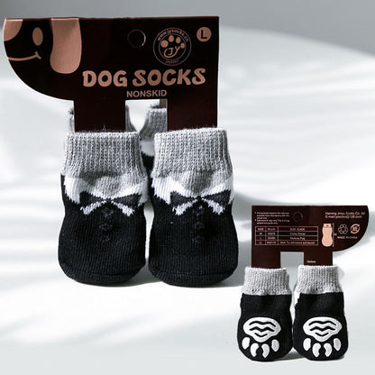 4pcs/set Pet Dog Winter Anti-Slip Socks Knit Warm Socks for Cat Dogs Chihuahua Thick Paw Protector Dog Socks Booties Accessories - Amazhona 