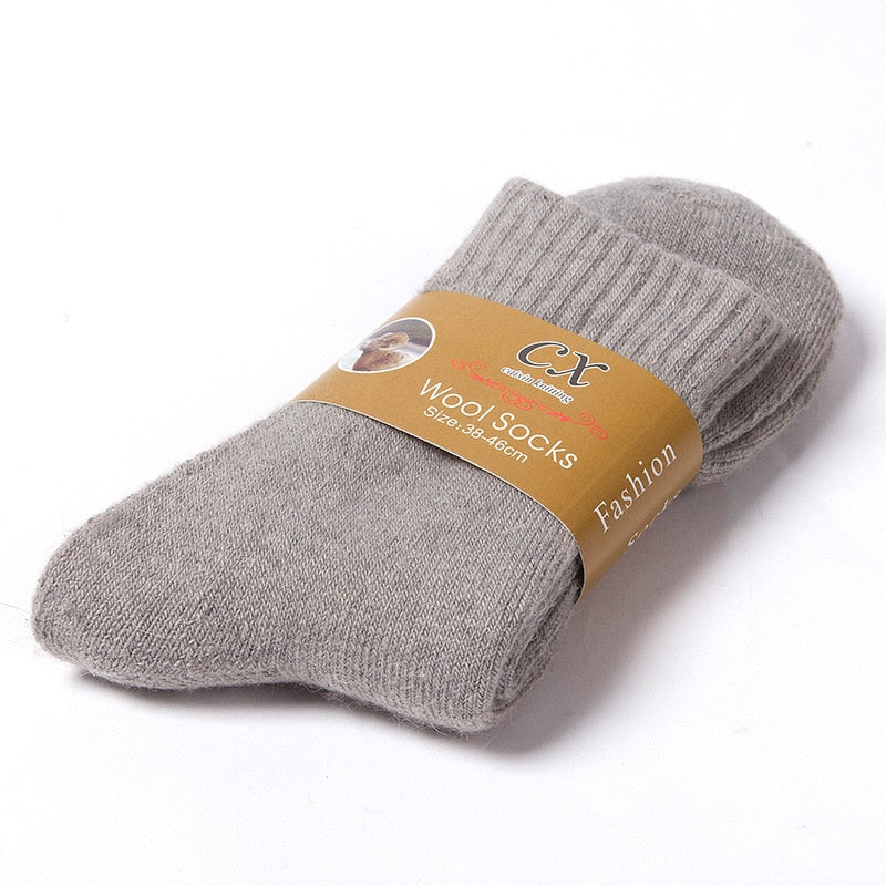 1 Pairs Men Winter Warm SocksThickened Wool High Quality Towel Keep Warm Socks Solid Color Snow Terry Christmas Gift 36-43 Size - Amazhona 