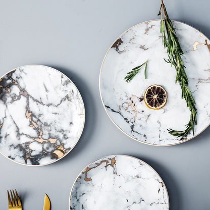 Ceramic dishes Nordic ins marble home plates creative ceramic tableware restaurant home plates - Amazhona 