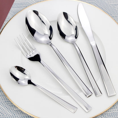 Recommended Classic Dinnerware Cutlery 5 in 1 Set Mirror Stainless Steel Elegant Silverware Kitchen Utensils For Home Restaurant - Amazhona 