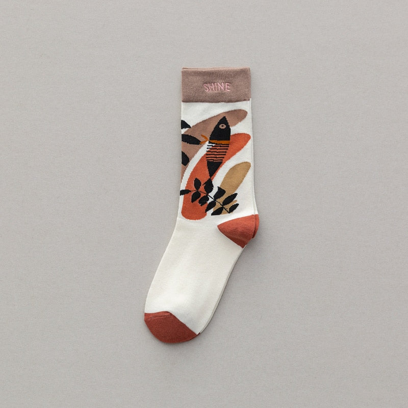 Personality tide socks fashion ins trend graffiti sports couple socks in the tube letter embroidery cotton socks - Amazhona 