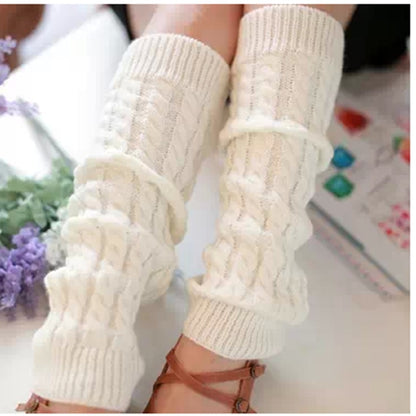 Lolita Long Socks Women Leg Warmers Knitted Warm Foot Cover White Arm Warmer Ladies Autumn Winter Crochet Socks Boot Cuffs - Amazhona 