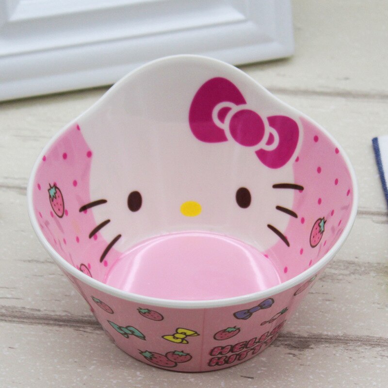 Kawaii Sanrio Hello Kitty Kids Tableware Set Cartoon Children Cutlery Kitchen Bowl Plate Dish Fork Spoon Water Glass Cutlery Set - Amazhona 