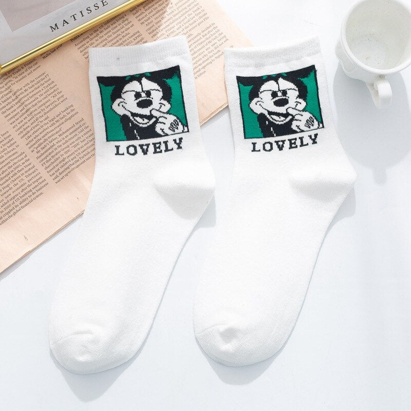 Disney Casual Ladies Socks Cartoon Minnie Mickey Donald Duck Pattern Socks Winnie The Bear In The Tube Cotton Socks - Amazhona 